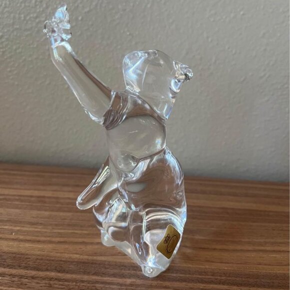 Vintage Crystal Bleikristal Cat and‎ Butterfly Paperweight Figurine - Picture 1 of 8
